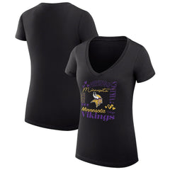 Minnesota Vikings G-III 4Her by Carl Banks Women's Super-Slim Fit Lightweight Collage Team V-Neck T-Shirt