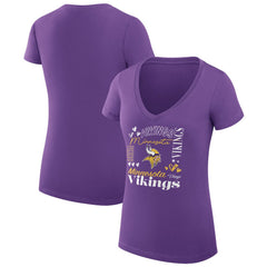 Minnesota Vikings G-III 4Her by Carl Banks Women's Super-Slim Fit Lightweight Collage Team V-Neck T-Shirt
