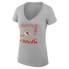 Kansas City Chiefs G-III 4Her by Carl Banks Women's Super-Slim Fit Lightweight Collage Team V-Neck T-Shirt