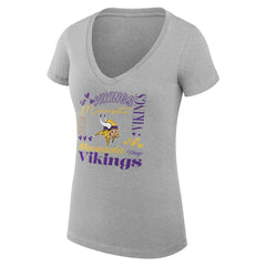 Minnesota Vikings G-III 4Her by Carl Banks Women's Super-Slim Fit Lightweight Collage Team V-Neck T-Shirt
