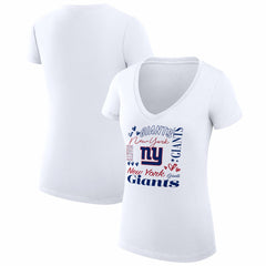 New York Giants G-III 4Her by Carl Banks Women's Super-Slim Fit Lightweight Collage Team V-Neck T-Shirt