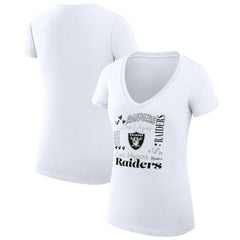 Las Vegas Raiders G-III 4Her by Carl Banks Women's Super-Slim Fit Lightweight Collage Team V-Neck T-Shirt