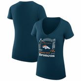 Denver Broncos G-III 4Her by Carl Banks Women's Super-Slim Fit Lightweight Collage Team V-Neck T-Shirt