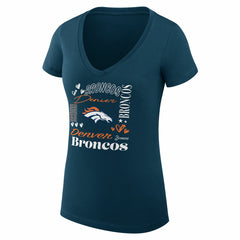 Denver Broncos G-III 4Her by Carl Banks Women's Super-Slim Fit Lightweight Collage Team V-Neck T-Shirt