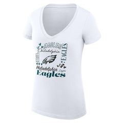 Philadelphia Eagles G-III 4Her by Carl Banks Women's Super-Slim Fit Lightweight Collage Team V-Neck T-Shirt
