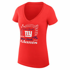 New York Giants G-III 4Her by Carl Banks Women's Super-Slim Fit Lightweight Collage Team V-Neck T-Shirt