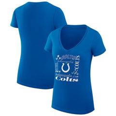Indianapolis Colts G-III 4Her by Carl Banks Women's Super-Slim Fit Lightweight Collage Team V-Neck T-Shirt