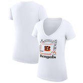 Cincinnati Bengals G-III 4Her by Carl Banks Women's Super-Slim Fit Lightweight Collage Team V-Neck T-Shirt