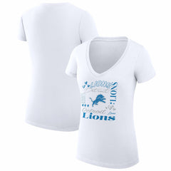 Detroit Lions G-III 4Her by Carl Banks Women's Super-Slim Fit Lightweight Collage Team V-Neck T-Shirt