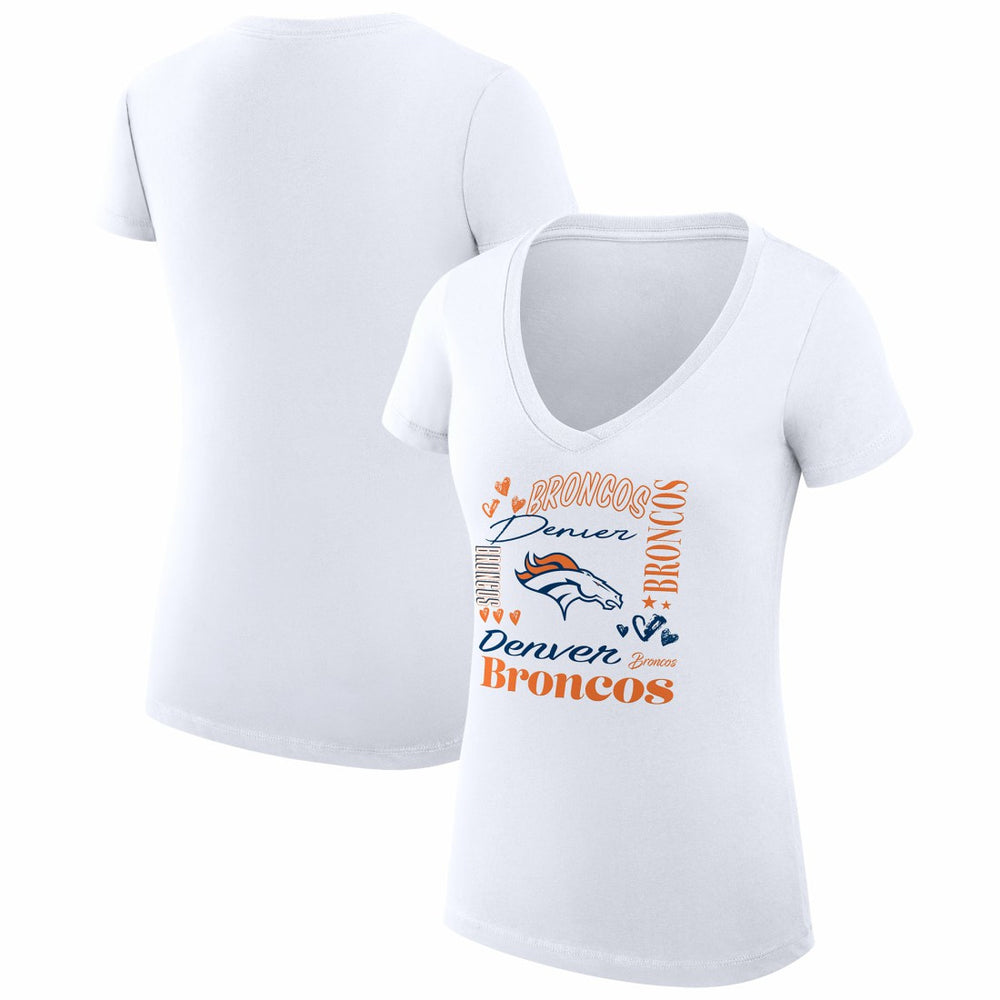 Denver Broncos G-III 4Her by Carl Banks Women's Super-Slim Fit Lightweight Collage Team V-Neck T-Shirt