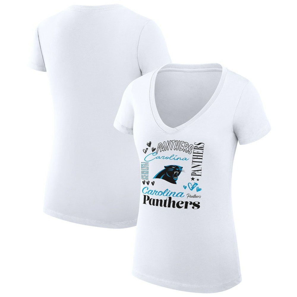 Carolina Panthers G-III 4Her by Carl Banks Women's Super-Slim Fit Lightweight Collage Team V-Neck T-Shirt