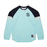 Seattle Kraken Mitchell & Ness Thermal Henley Long Sleeve T-Shirt On Sale
