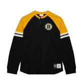 Boston Bruins Mitchell & Ness Thermal Henley Long Sleeve T-Shirt Outlet