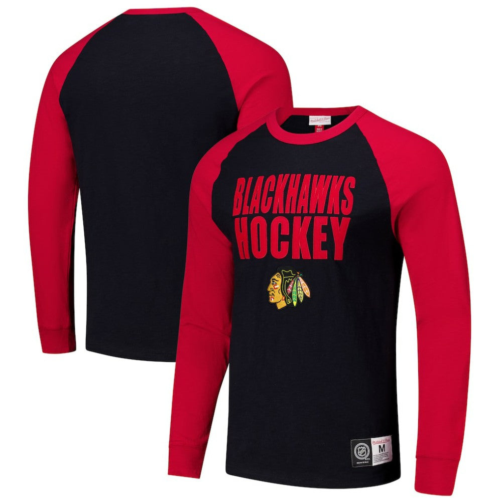 Chicago Blackhawks Mitchell & Ness Legendary Slub Raglan Long Sleeve T-Shirt For Sale