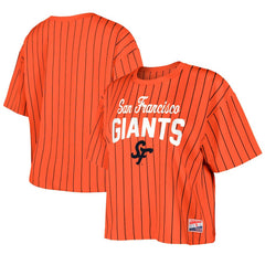 San Francisco Giants New Era Women's 2025 City Connect Boxy Pinstripe T-Shirt | MLB On Sale