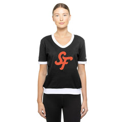 San Francisco Giants New Era Women's 2025 City Connect Rhinestone V-Neck T-Shirt | MLB For sale