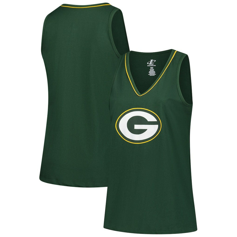 Green Bay Packers Logo Athletic Women's Plus Size Stellar Win V-Neck Tank Top