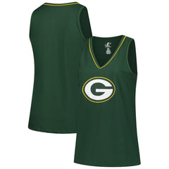 Green Bay Packers Logo Athletic Women's Plus Size Stellar Win V-Neck Tank Top