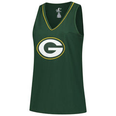 Green Bay Packers Logo Athletic Women's Plus Size Stellar Win V-Neck Tank Top