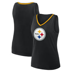 Pittsburgh Steelers Logo Athletic Women's Plus Size Stellar Win V-Neck Tank Top