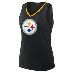 Pittsburgh Steelers Logo Athletic Women's Plus Size Stellar Win V-Neck Tank Top
