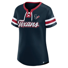 Houston Texans Fanatics Women's Iconic Bling Athena Lace-Up V-Neck T-Shirt