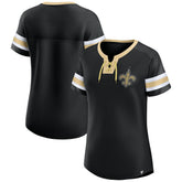 New Orleans Saints Fanatics Women's Bling Athena Jersey Style Lace-up T-Shirt