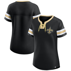 New Orleans Saints Fanatics Women's Bling Athena Jersey Style Lace-up T-Shirt