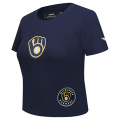 Milwaukee Brewers Pro Standard Women's Game Day Classics Baby Doll Cropped T-Shirt | MLB For sale