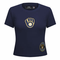 Milwaukee Brewers Pro Standard Women's Game Day Classics Baby Doll Cropped T-Shirt | MLB For sale