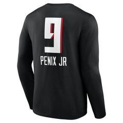 Atlanta Falcons Michael Penix Jr. Name & Number Team Wordmark Long Sleeve T-Shirt