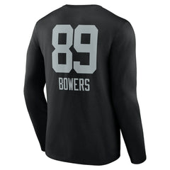 Las Vegas Raiders Brock Bowers Name & Number Team Wordmark Long Sleeve T-Shirt