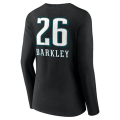 Philadelphia Eagles Saquon Barkley Women's Name & Number Team Wordmark Long Sleeve V-Neck T-Shirt