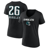 Philadelphia Eagles Saquon Barkley Women's Name & Number Team Wordmark V-Neck T-Shirt