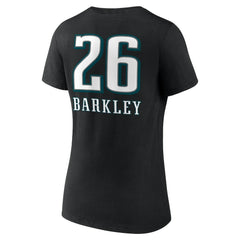 Philadelphia Eagles Saquon Barkley Women's Name & Number Team Wordmark V-Neck T-Shirt