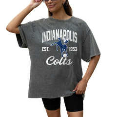 Indianapolis Colts Gameday Couture Women's Throwback Oversized Snow Wash T-Shirt