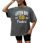 Green Bay Packers Gameday Couture Women's Throwback Oversized Snow Wash T-Shirt