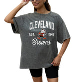Cleveland Browns Gameday Couture Women's Throwback Oversized Snow Wash T-Shirt