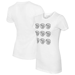 Milwaukee Brewers Tiny Turnip Women's Logo Grid T-Shirt | MLB New