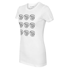 Milwaukee Brewers Tiny Turnip Women's Logo Grid T-Shirt | MLB New