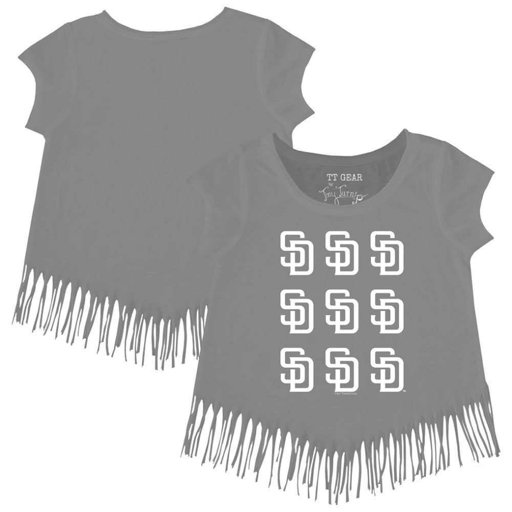San Diego Padres Tiny Turnip Girls Youth Logo Grid Fringe T-Shirt | MLB Online