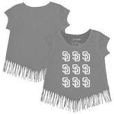 San Diego Padres Tiny Turnip Girls Youth Logo Grid Fringe T-Shirt | MLB Online