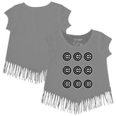 Chicago Cubs Tiny Turnip Girls Youth Logo Grid Fringe T-Shirt | MLB Sale