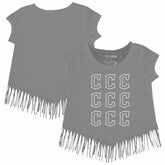 Cleveland Guardians Tiny Turnip Girls Youth Logo Grid Fringe T-Shirt | MLB Online