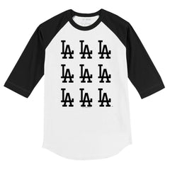 Los Angeles Dodgers Tiny Turnip Youth Logo Grid Raglan 3/4-Sleeve T-Shirt | MLB US