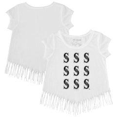 Seattle Mariners Tiny Turnip Girls Youth Logo Grid Fringe T-Shirt | MLB Discount