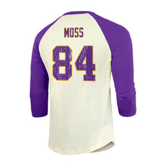 Minnesota Vikings Randy Moss Majestic Threads Retired Player Name & Number 3/4 Raglan Sleeve T-Shirt