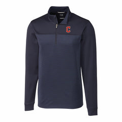 Cleveland Guardians Cutter & Buck Big & Tall Traverse Stripe Stretch DryTec Quarter-Zip Top | MLB Outlet