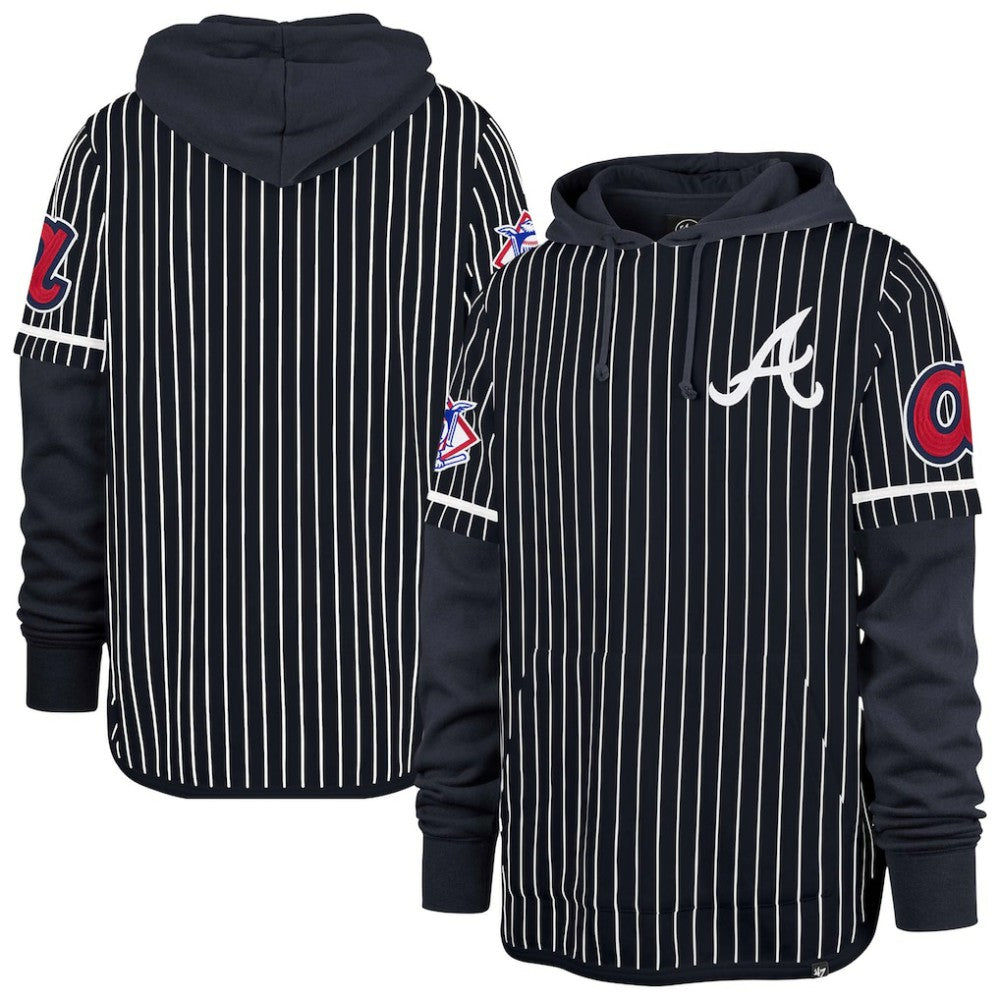 Atlanta Braves '47 Pinstripe Double Header Pullover Hoodie | MLB Near me