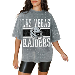 Las Vegas Raiders Gameday Couture Women's Oversized Mini Rhinestone Classic T-Shirt